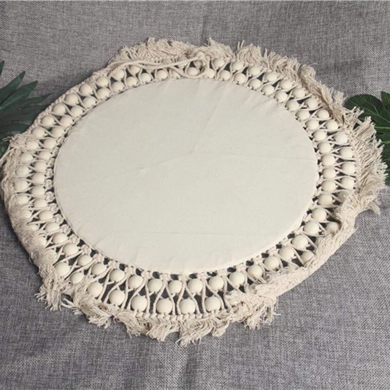 Jiang Hui Miroir Mural Suspendu en macramé Fait Main Décoration Murale pour Salon, Cuisine, Salle de Bain (4029 cm)