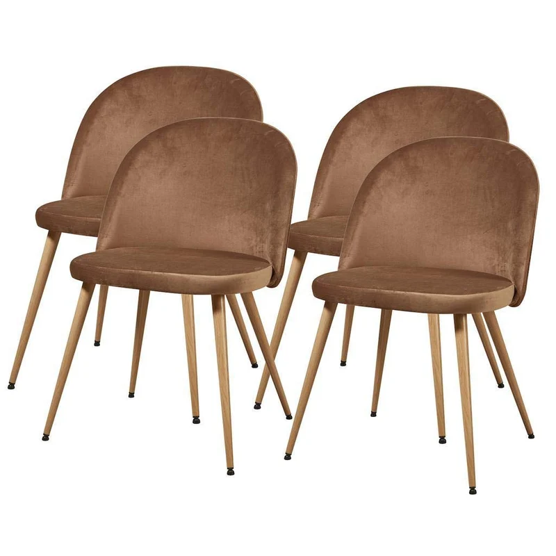 Chaise de Séjour Scandinave velours,Taupe, 47cm x 77cm x 50cm, Lot de 4