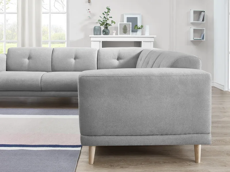 Bobochic LUNA Canapé d'angle panoramique 6 places avec Pouf Tissu Gris Clair 246 x 246 x 75 cm