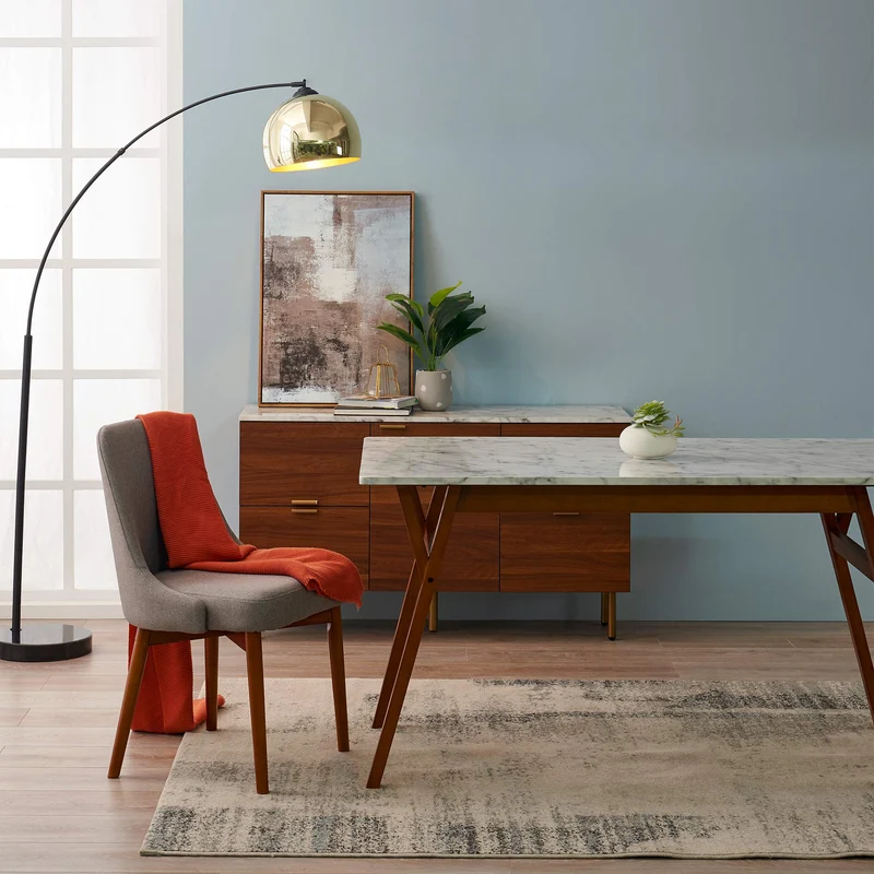 Versanora - Ashton rectangulaire à Manger Faux marbre Table- / Noyer VNF-00079W