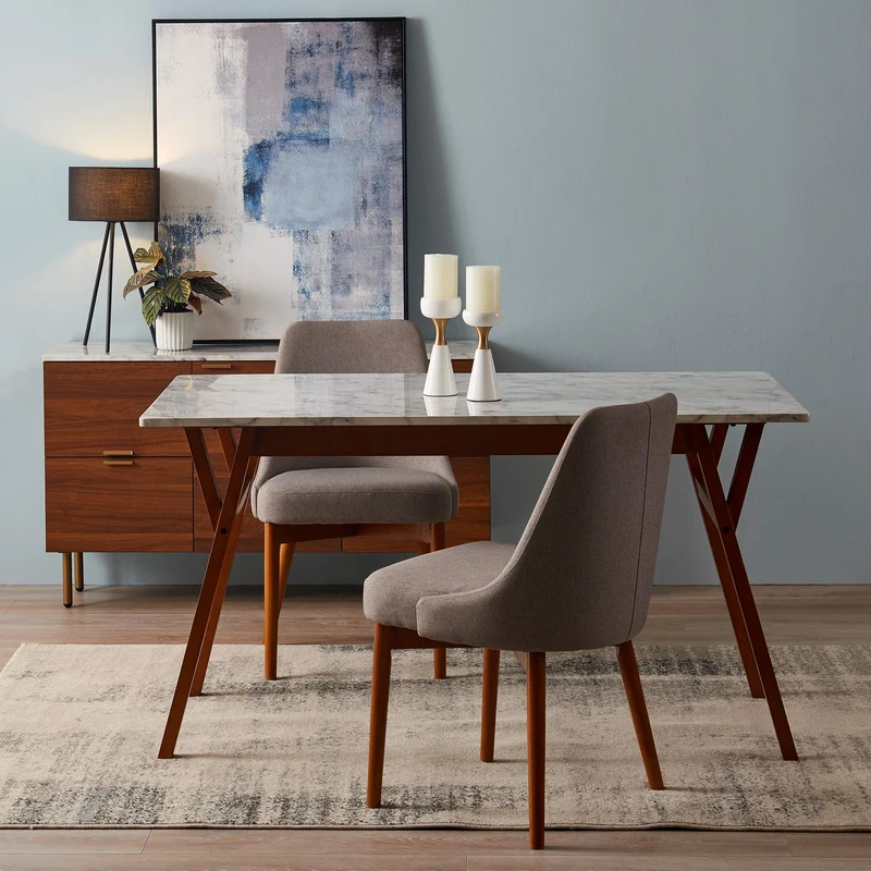 Versanora - Ashton rectangulaire à Manger Faux marbre Table- / Noyer VNF-00079W