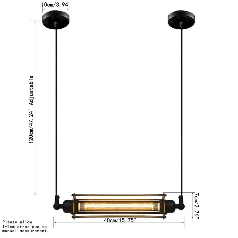 BXL 2 × Suspension Suspension Industrielle Vintage Lustre FlûTe Rustique Plafonnier RéTro Luminaire pour Restaurant Couloir Café Chambre à Coucher éTudier Pub Club