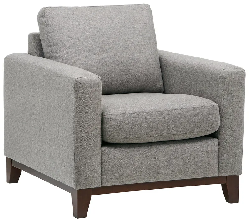 Marque Amazon - Rivet North End - Fauteuil d'appoint moderne à structure en bois visible, Gris tissé