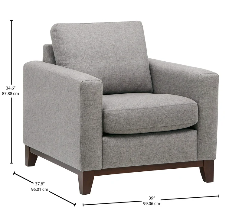 Marque Amazon - Rivet North End - Fauteuil d'appoint moderne à structure en bois visible, Gris tissé