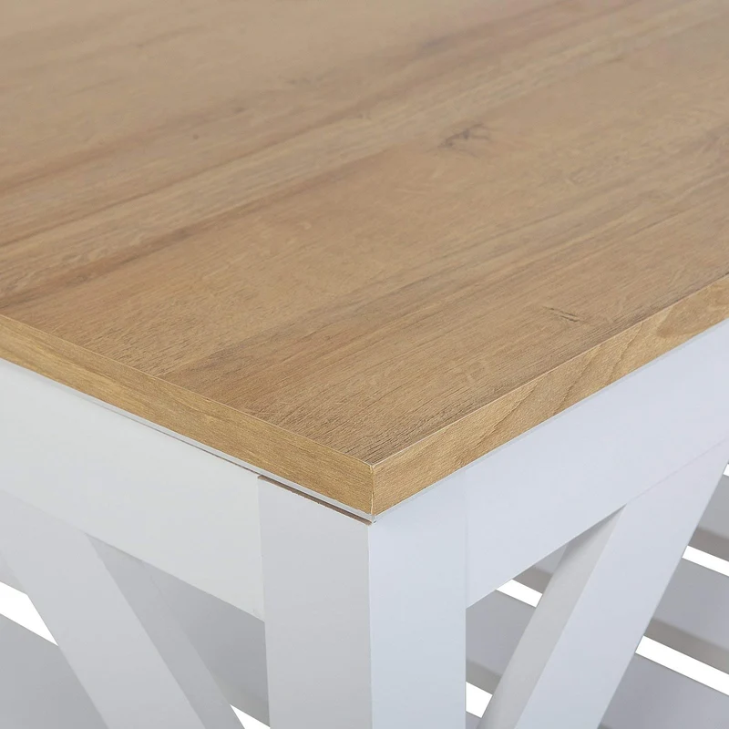 Beliani Table Basse Bois Clair/Blanc 100 x 60 cm Savannah