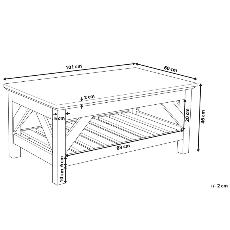 Beliani Table Basse Bois Clair/Blanc 100 x 60 cm Savannah