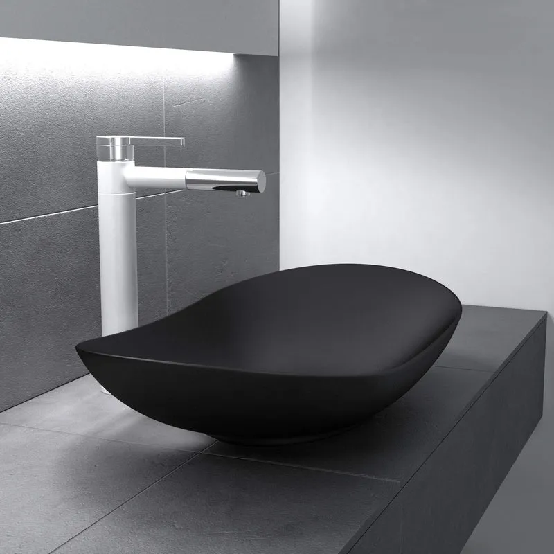 Lavabo vasque à poser noir 63cm lave main Sogood Bruxelles858B 63x36,5x14cm