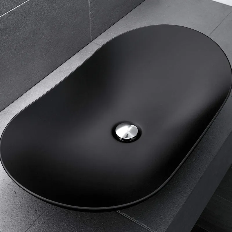 Lavabo vasque à poser noir 63cm lave main Sogood Bruxelles858B 63x36,5x14cm