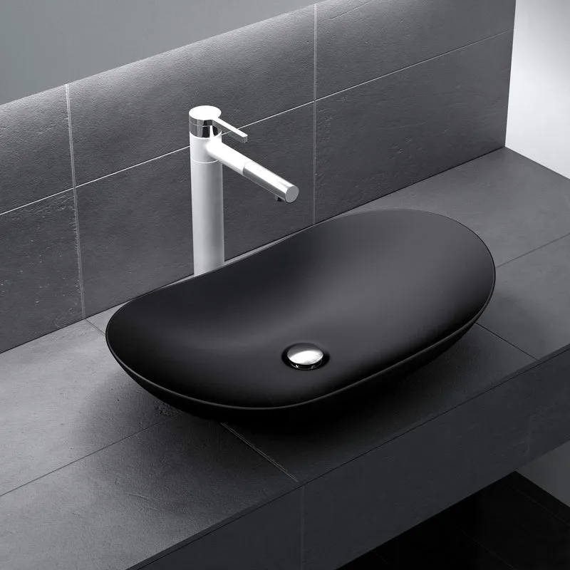 Lavabo vasque à poser noir 63cm lave main Sogood Bruxelles858B 63x36,5x14cm