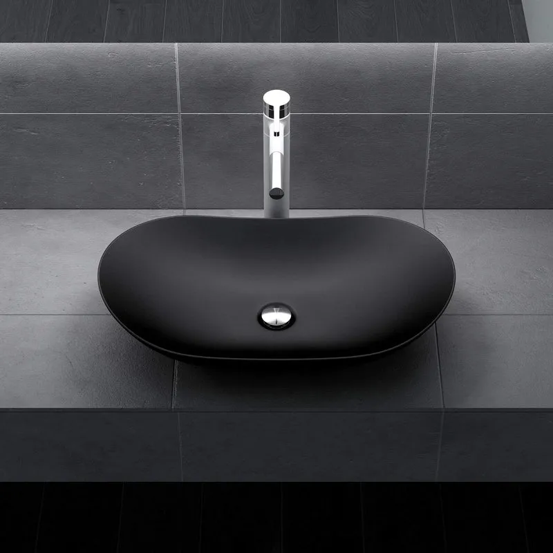 Lavabo vasque à poser noir 63cm lave main Sogood Bruxelles858B 63x36,5x14cm