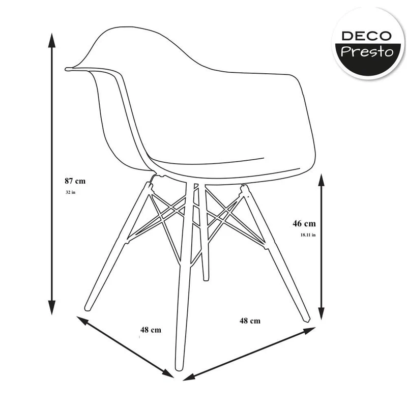 Decopresto 1 x Fauteuil Design Scandinave Pieds: Bois Naturel Assise : Tissu Pied de Poule