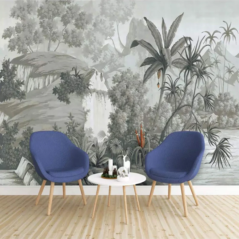 Papier Peint Personnalisé 3D Photo Papier Peint Image Style Européen Rétro Nostalgique Peint À La Main Rain Forest Murale Murale Pour Le Salon, 300 * 210Cm