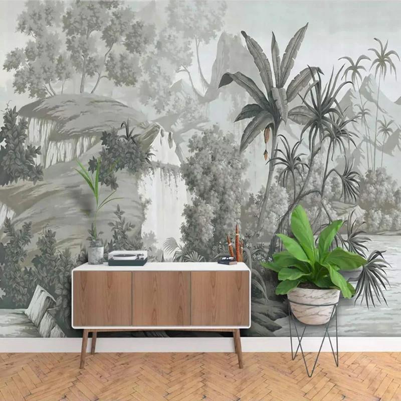 Papier Peint Personnalisé 3D Photo Papier Peint Image Style Européen Rétro Nostalgique Peint À La Main Rain Forest Murale Murale Pour Le Salon, 300 * 210Cm