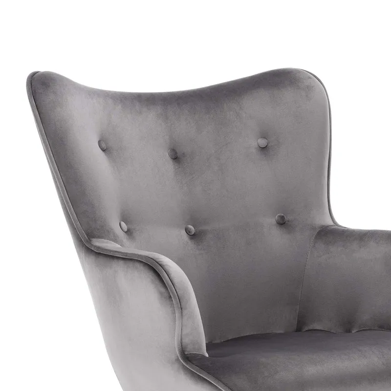 WOLTU SKS22dgr Fauteuil de détente Fauteuil Relaxant en Velours et Bois Massif Fauteuil TV avec Tabouret Repose-Pieds,Gris Foncé