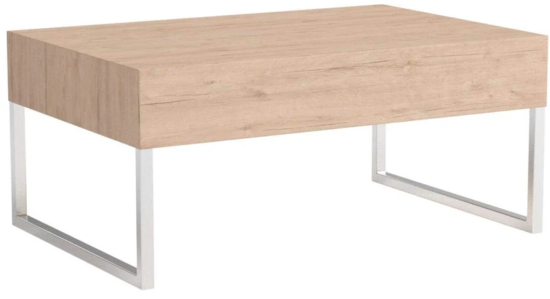 Mobili Fiver, Table Basse, Evo XL, Chêne Naturel, 90 x 60 x 40 cm, Mélaminé/Fer Chromé, Made in Italy