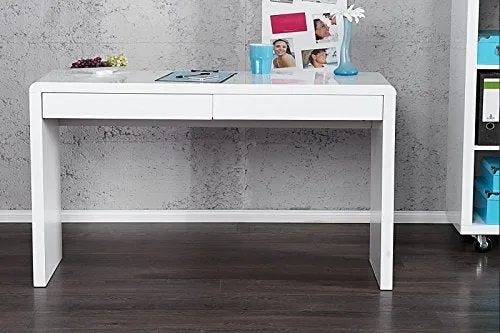 DuNord Bureau Design Blanc Brillant 120 cm