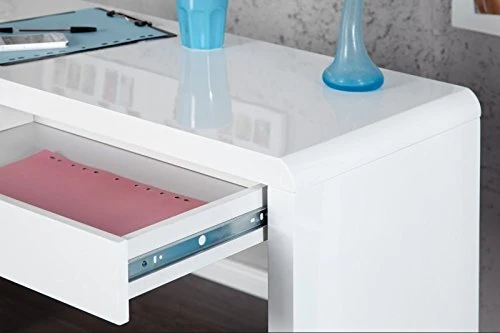 DuNord Bureau Design Blanc Brillant 120 cm