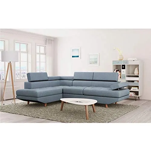 Paris Prix - Canapé d'angle Gauche lindax 262cm Bleu