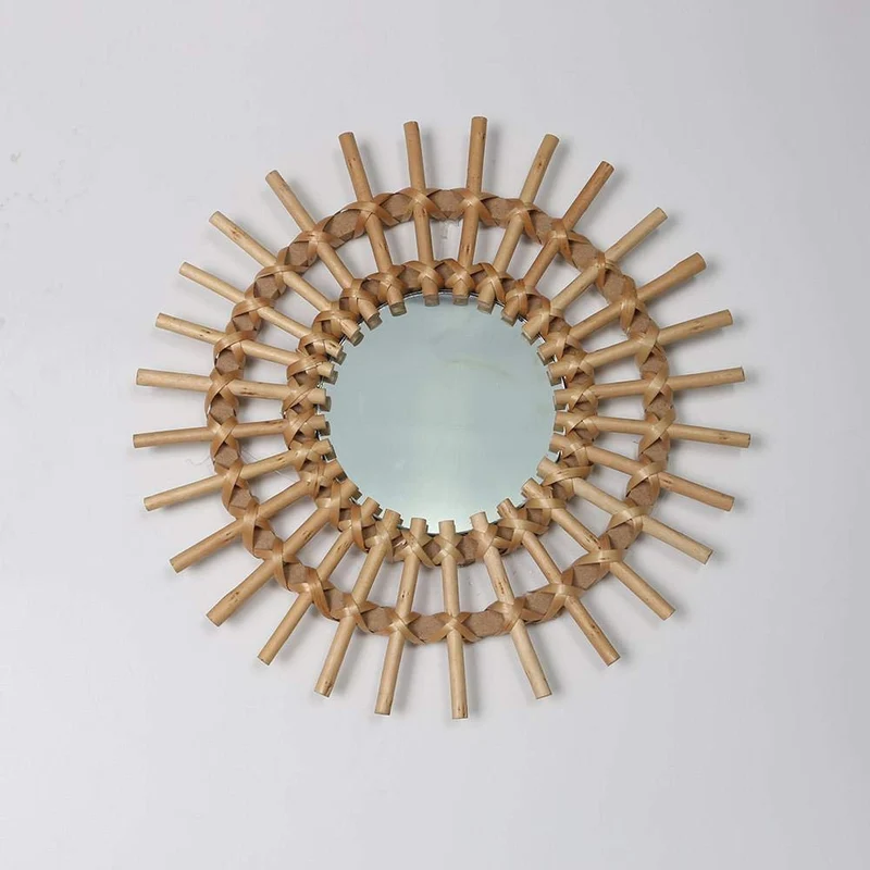 Sue Supply Rotin Innovante Maquillage Rond Miroir Art Décoration Dressing Salle De Bains Miroir Tenture Murale