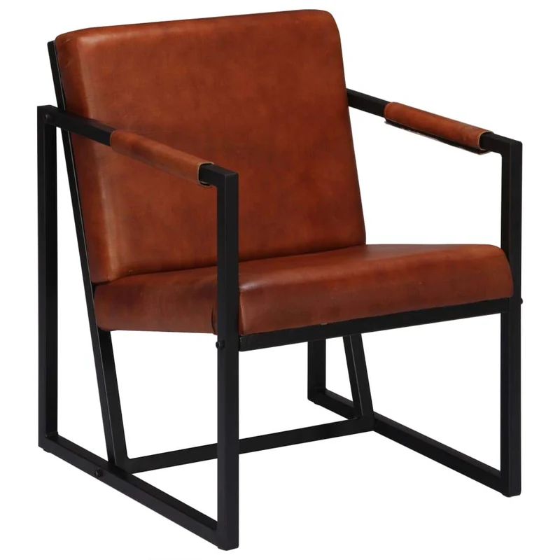 Festnight Fauteuil de Salon | Fauteuil en Cuir véritable Luxueux | Fauteuil de Bureau | Fauteuil Relax pour Canapé | Vintage