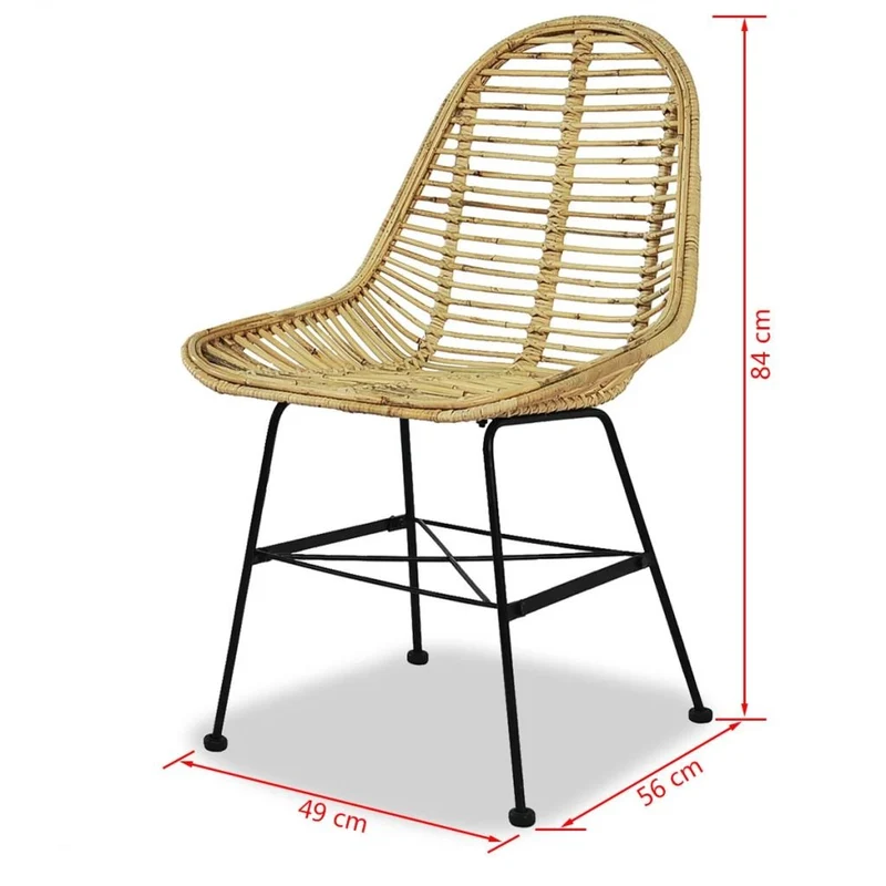 vidaXL 2X Chaises de Salle à Manger Résine Tressée Naturel Cuisine Dîner Repas