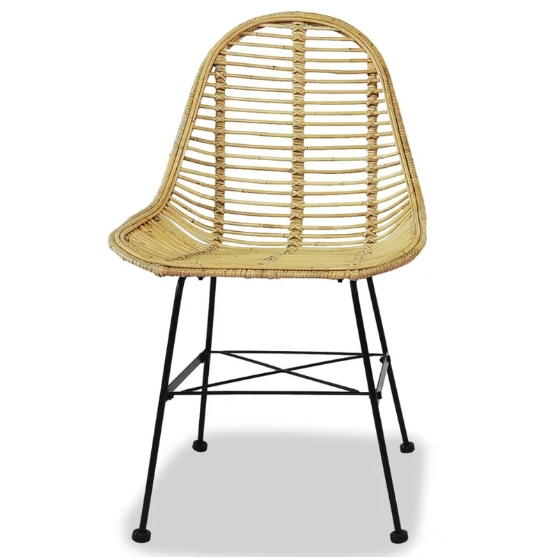 vidaXL 2X Chaises de Salle à Manger Résine Tressée Naturel Cuisine Dîner Repas