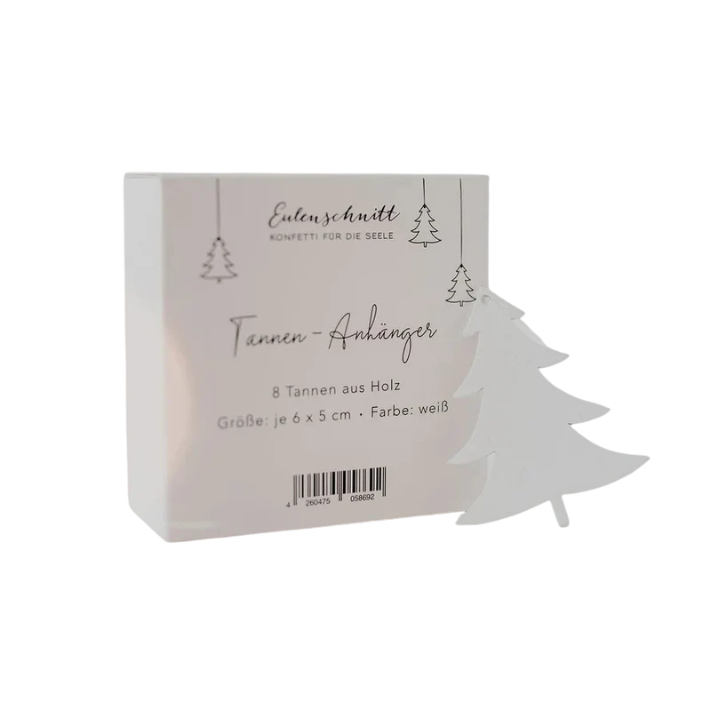 Holzanhänger Tanne Weiss 8er Set