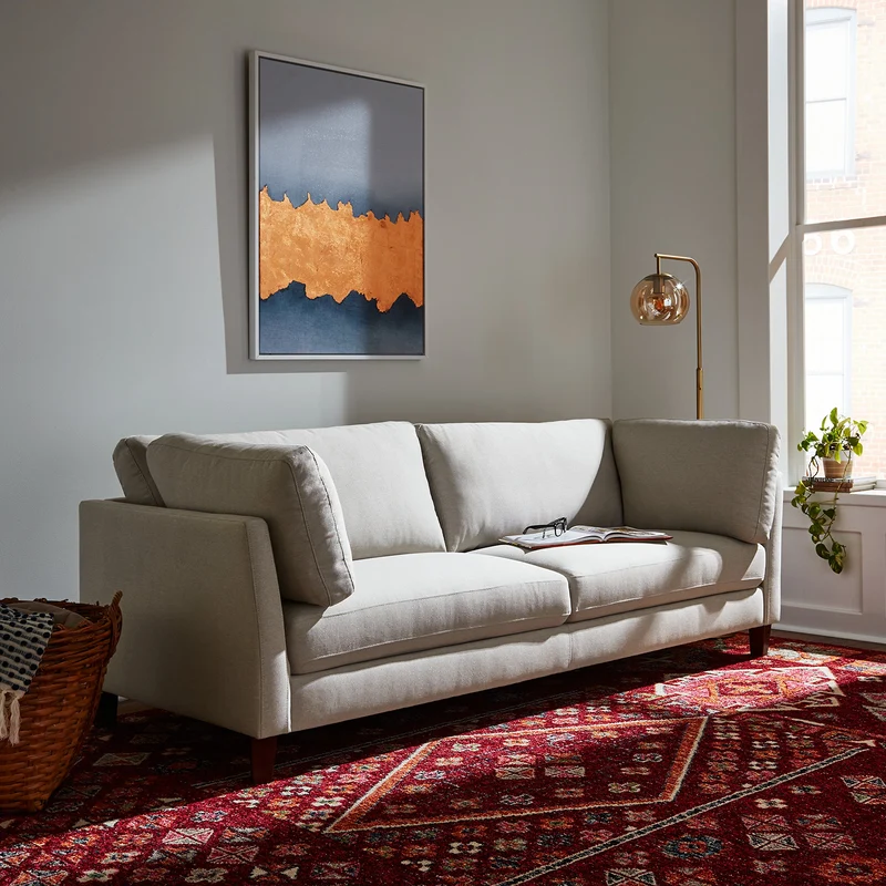 Marque Amazon - Rivet Midtown - canapé moderne à coussins amovibles, 234 cm, Crème