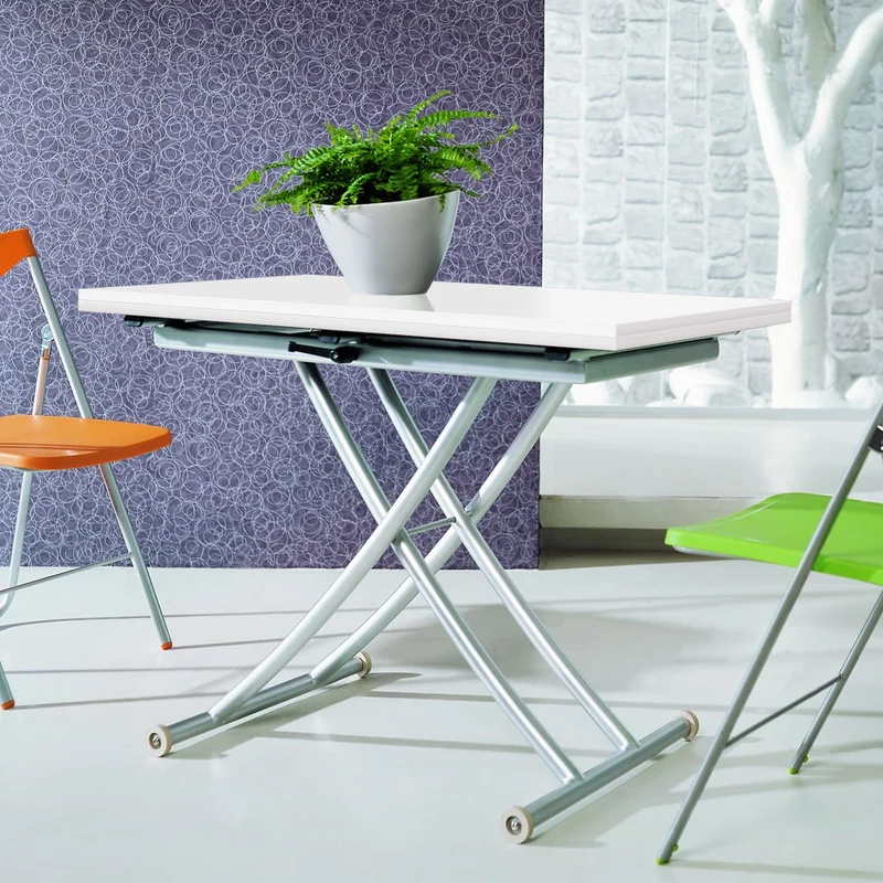 INTENSEDECO Table Basse relevable Philadelphia Blanc laqué