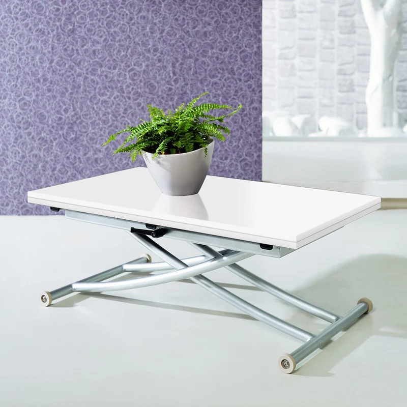 INTENSEDECO Table Basse relevable Philadelphia Blanc laqué