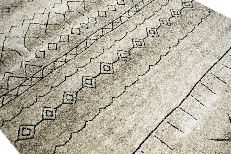 Mérinos Tapis Designer Salon Tapis modèle marocain Beige Größe 200 x 290 cm