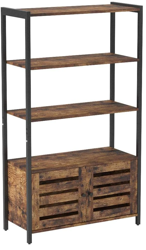 VASAGLE Bibliothèque, Meuble de Rangement, Style Industriel, avec 3 Étagères et 2 Portes battantes, pour Salon, Bureau à Domicile, Chambre, 70 x 30 x 121,5 cm, Multifonctionnel, Vintage LSC75BX