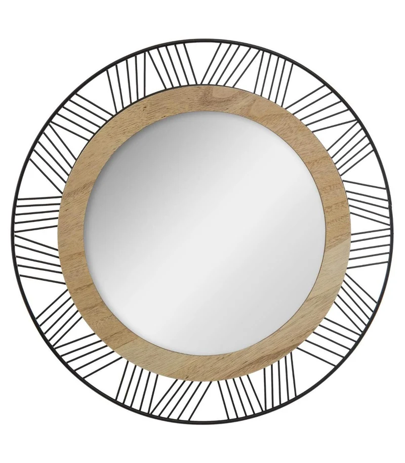 Atmosphera - Miroir Rond en Bois et métal Joe D45 cm