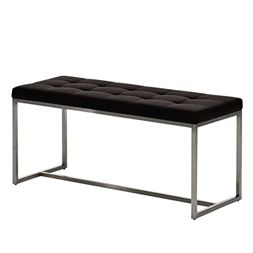 CLP Banc BARCI Similicuir Rembourrage Épais I Banquette De Cuisine Design Moderne I Siège De 2 Places Hauteur Assise 48 cm I Support en Acier Inoxydable Marron