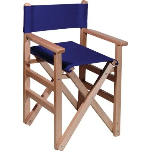 Mueblear 1001 Directeur Chaise Droite avec Toile Noir Bois sans Vernis 51,5 x 46 x 86 cm