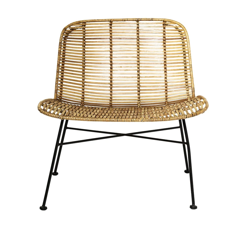 Bloomingville Chaise en rotin, naturel et noir