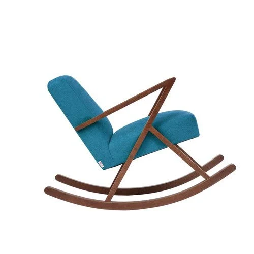 Sternzeit-design Fauteuil Retro à Bascule en Tissu Bleu Clair