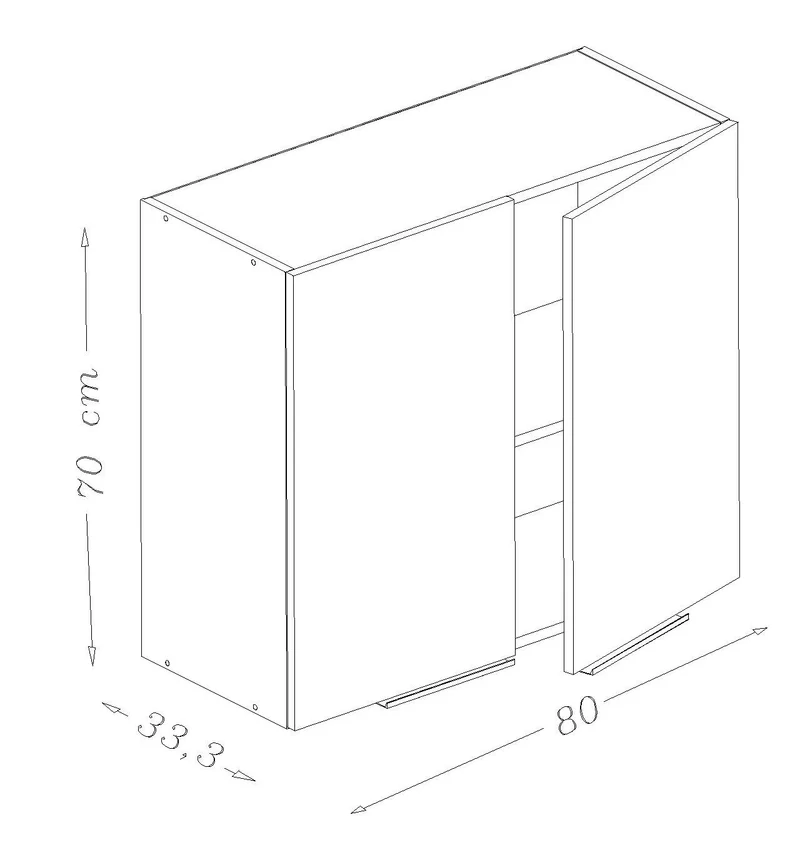 Berlenus CP8HN Meuble Haut de Cuisine avec 2 Portes Noir Haute Brillance 80 cm