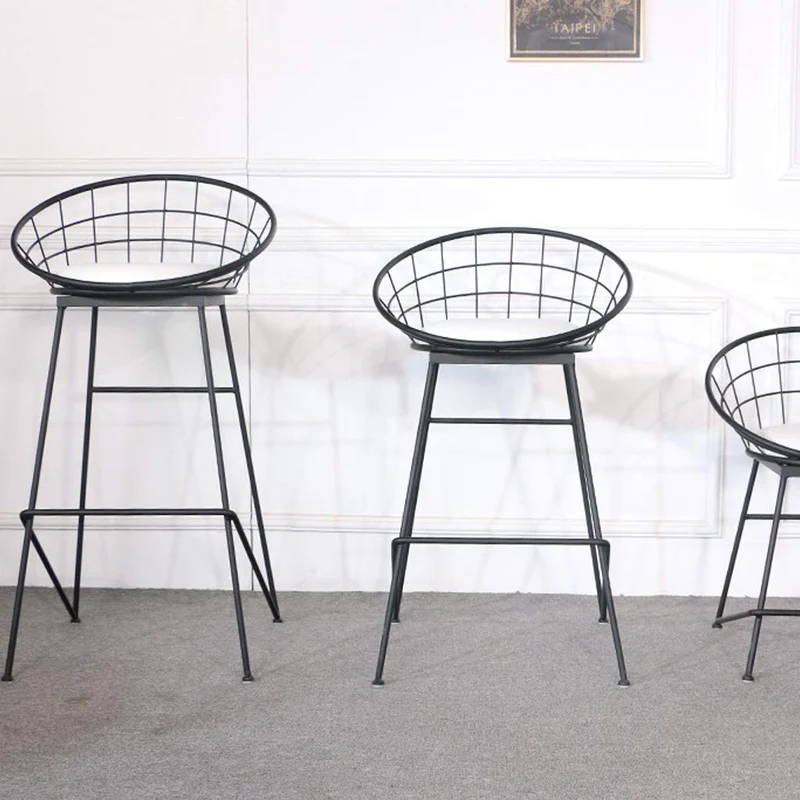QTQZDD Barres Noires de Bar comptoir Haut Repose-Pieds Cuisine Cuisine dinant Les Jambes en métal de Chaise et Le siège de Lin, Max.150kg