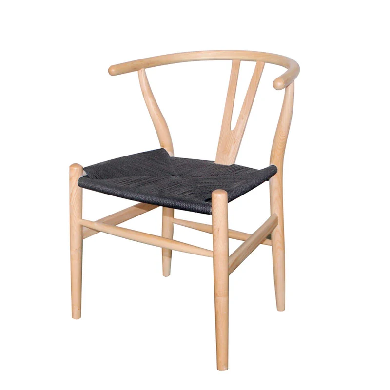 Muebles Marieta Old Style now Chaise Wishbone Chêne Naturel Siège Noir