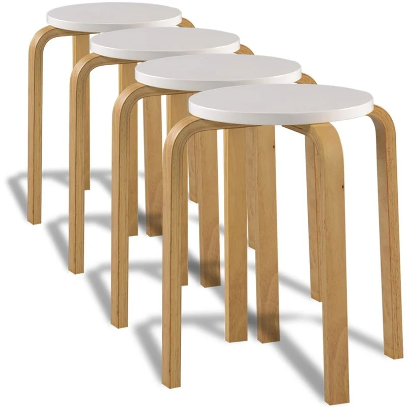 vidaXL 4X Tabourets Empilables Bois Cintré Chaise Siège Bar Maison Intérieur