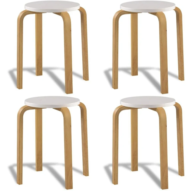 vidaXL 4X Tabourets Empilables Bois Cintré Chaise Siège Bar Maison Intérieur