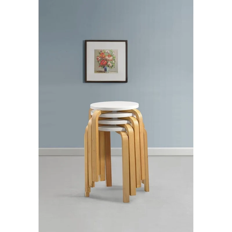 vidaXL 4X Tabourets Empilables Bois Cintré Chaise Siège Bar Maison Intérieur