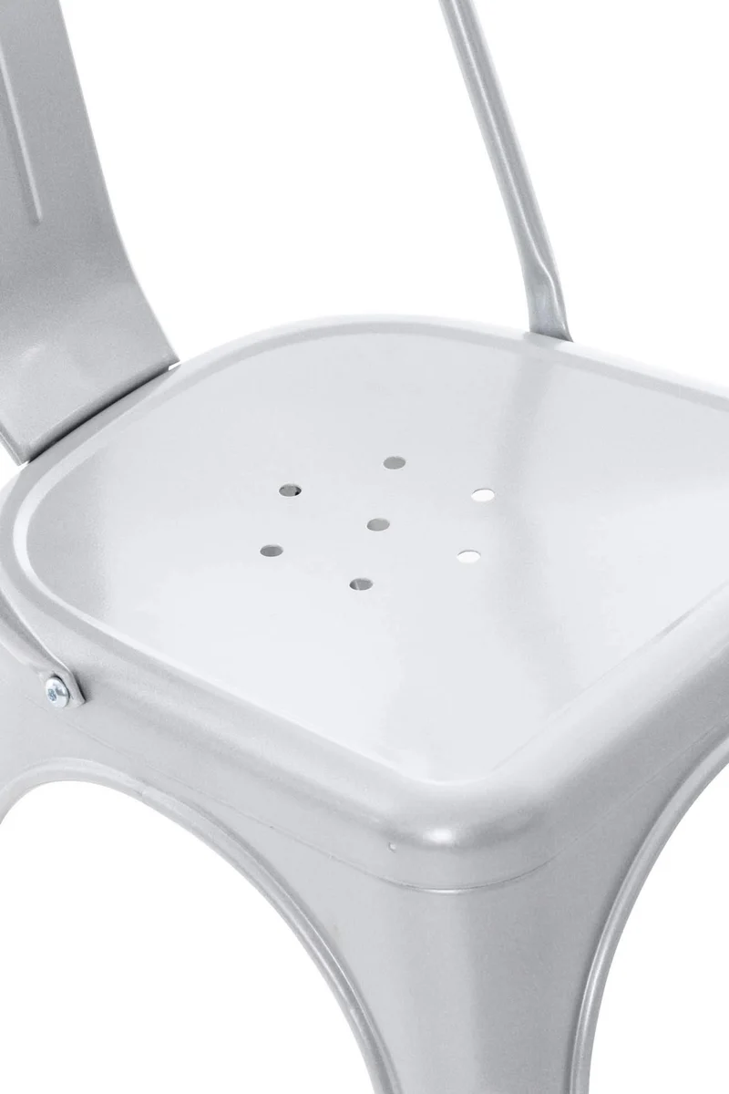 CLP Chaise Empilable en métal Belgrad - Chaise avec Dossier Haut Pieds avec Patins de Protection - Hauteur Assise 46 cm - Chaise de Cuisine Argent