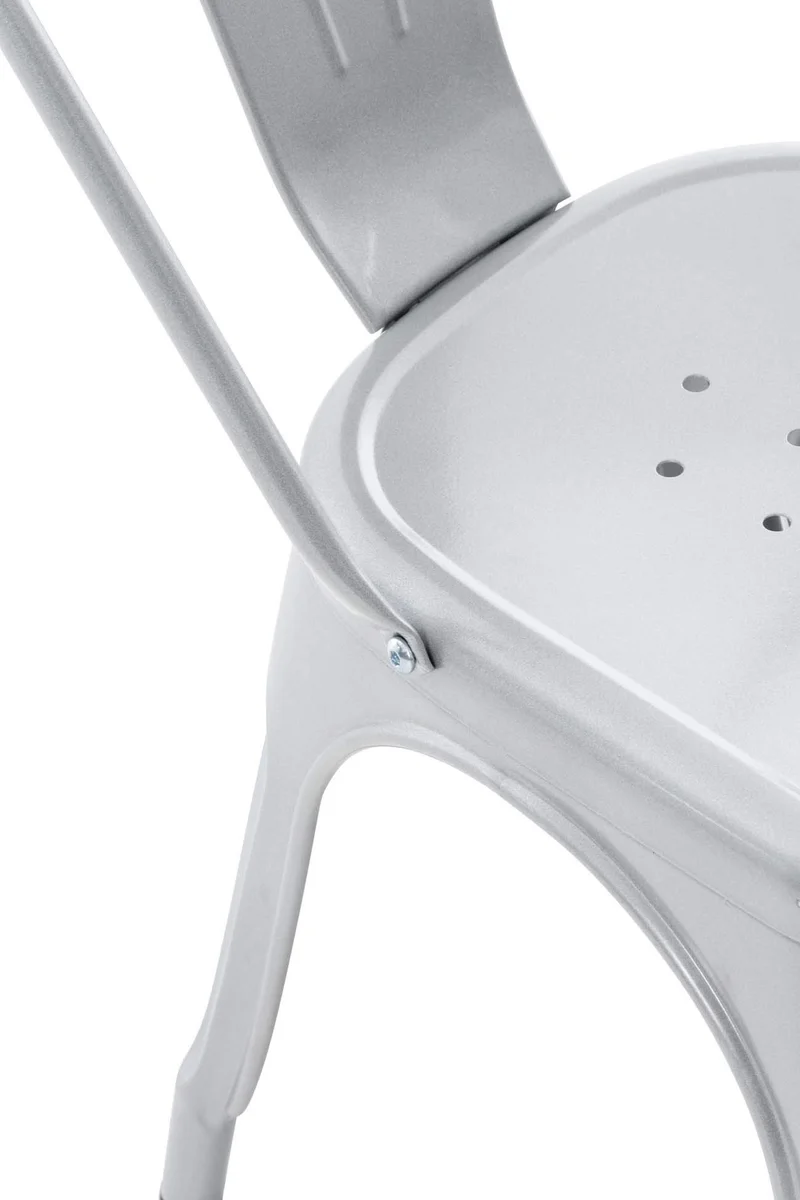 CLP Chaise Empilable en métal Belgrad - Chaise avec Dossier Haut Pieds avec Patins de Protection - Hauteur Assise 46 cm - Chaise de Cuisine Argent