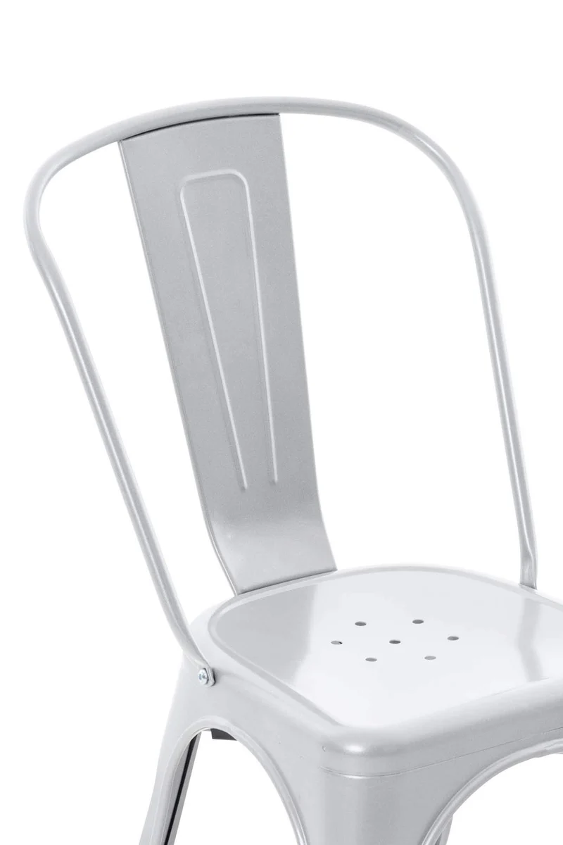CLP Chaise Empilable en métal Belgrad - Chaise avec Dossier Haut Pieds avec Patins de Protection - Hauteur Assise 46 cm - Chaise de Cuisine Argent
