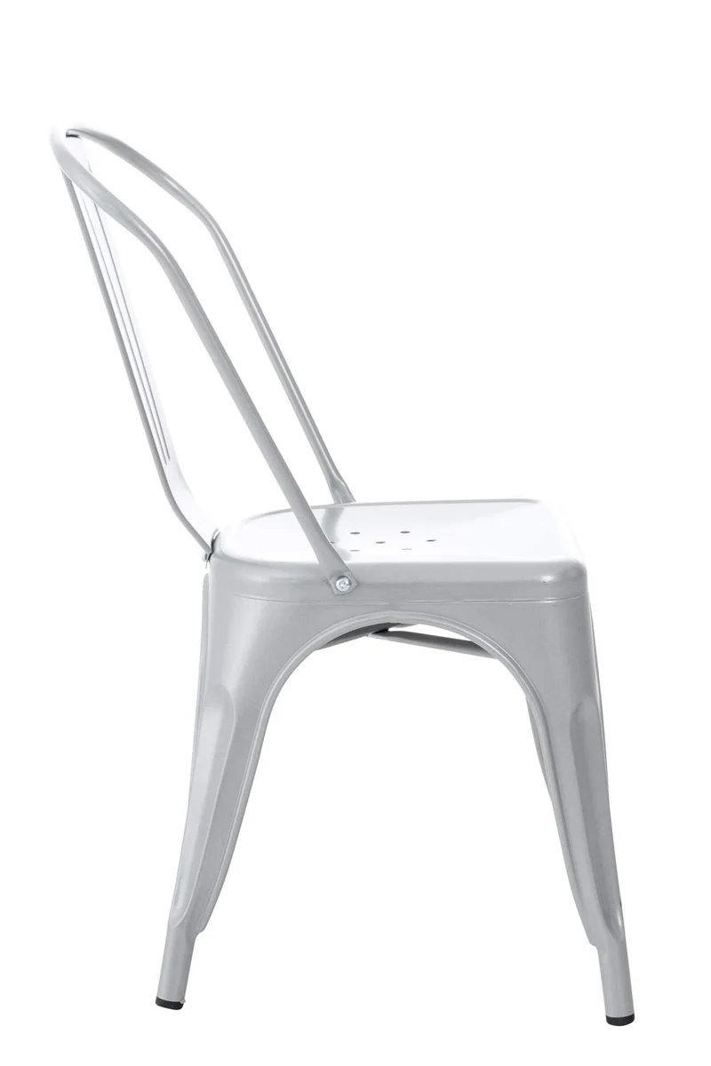 CLP Chaise Empilable en métal Belgrad - Chaise avec Dossier Haut Pieds avec Patins de Protection - Hauteur Assise 46 cm - Chaise de Cuisine Argent