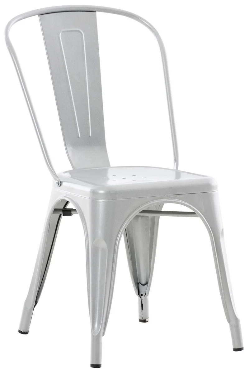 CLP Chaise Empilable en métal Belgrad - Chaise avec Dossier Haut Pieds avec Patins de Protection - Hauteur Assise 46 cm - Chaise de Cuisine Argent