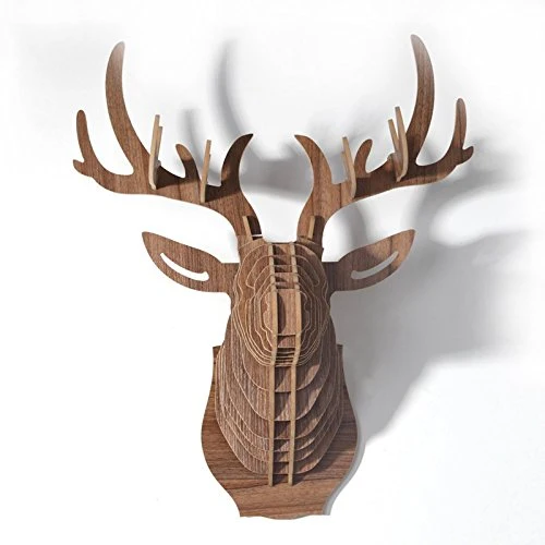 Le comptoir canadien Tête de cerf Naturel en Bois en 3D - Naturel
