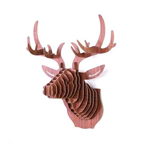 Le comptoir canadien Tête de cerf Naturel en Bois en 3D - Naturel